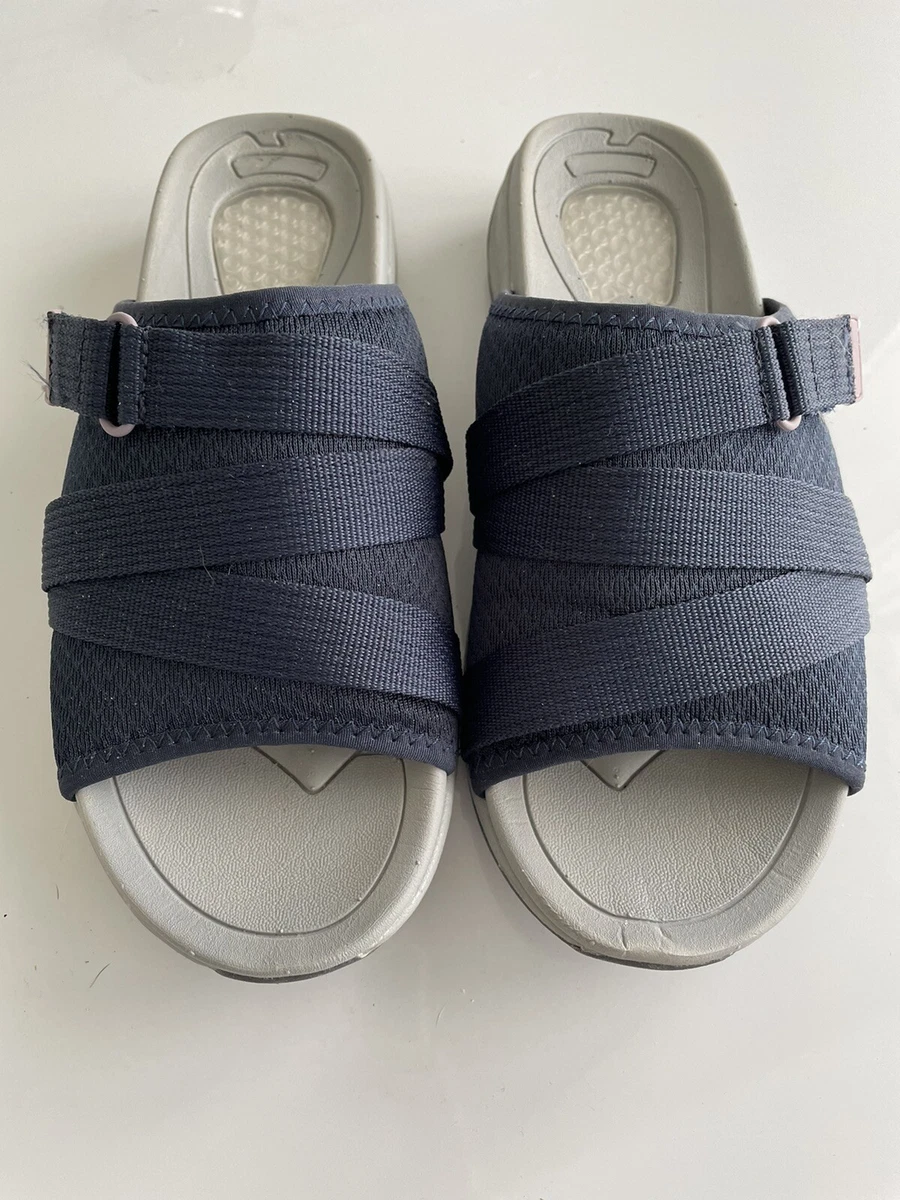Navy blue shop sandals low heel