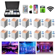 10PCS 6 x 18W RGBAW UV LED Uplight Par LIght Battery Powered Charge Flight Case