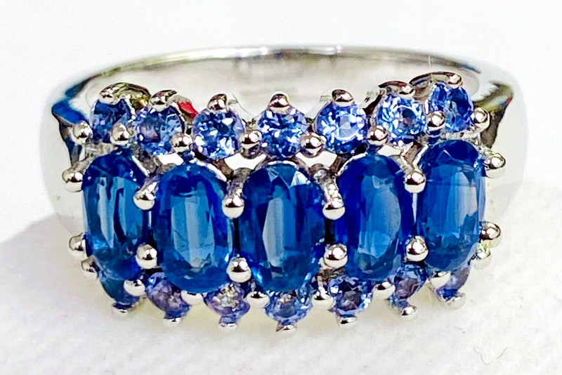 HSN Colleen Lopez Sterling Silver 2.00 Cttw Kyanite & Tanzanite Ring Size 5