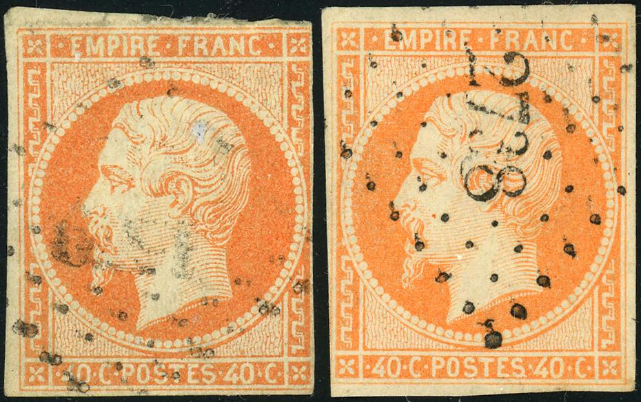 France #18 #18a Napoleon III Color Variations 1853 Type I Postage