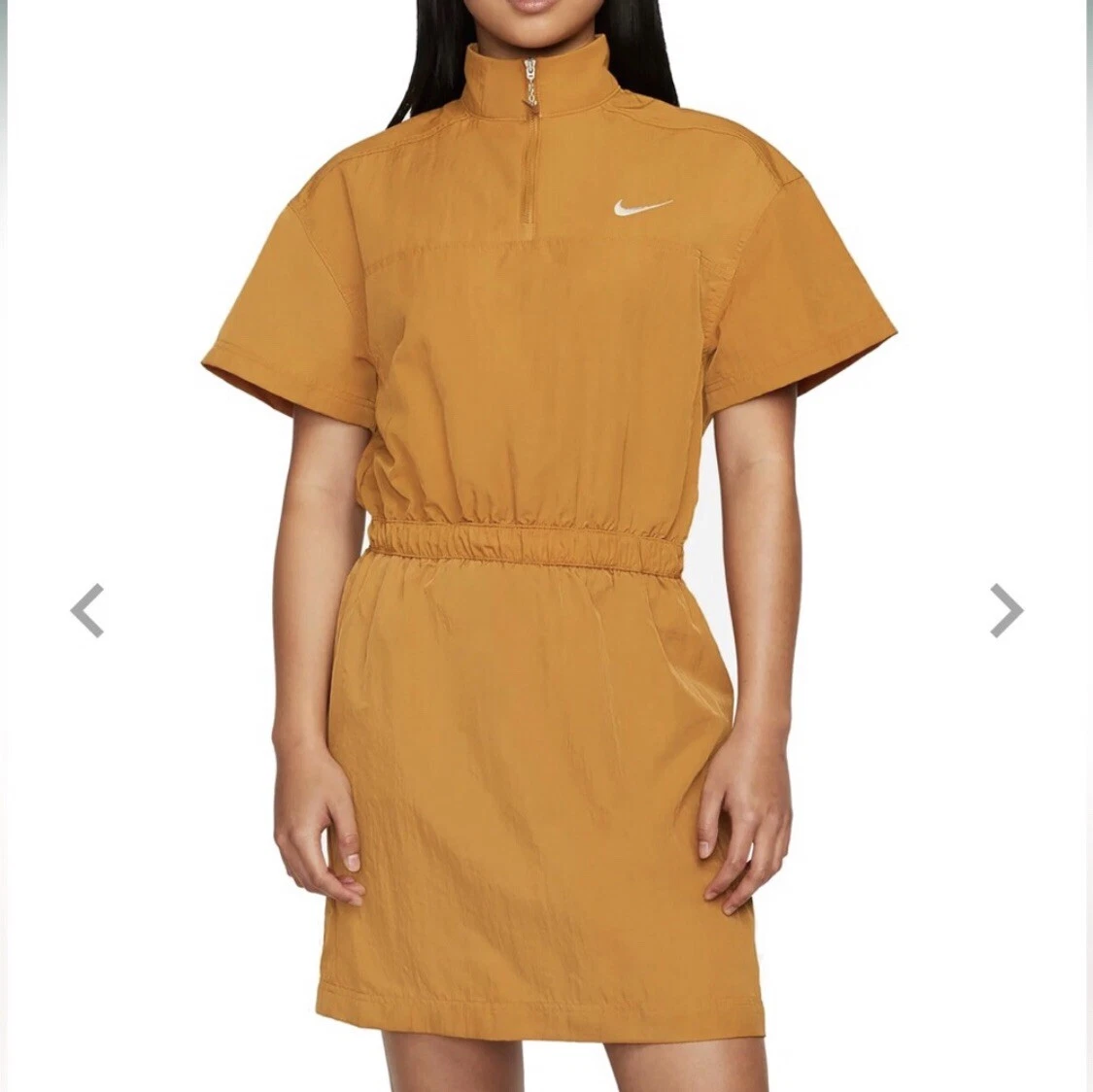 NWT Nike Women s Sportwear Swoosh Woven Mini Dress Desert Ochre XXL