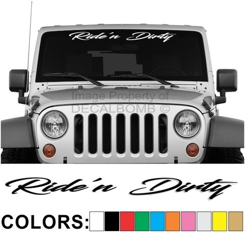 Ride'n Dirty Script Windshield Decal Sticker Slam Turbo Car Truck Diesel Riding