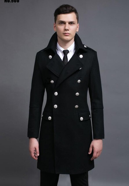 Winter Mens Woolen Trench Coat Double Breasted Military Army Outwear Jacket Sbox | eBay