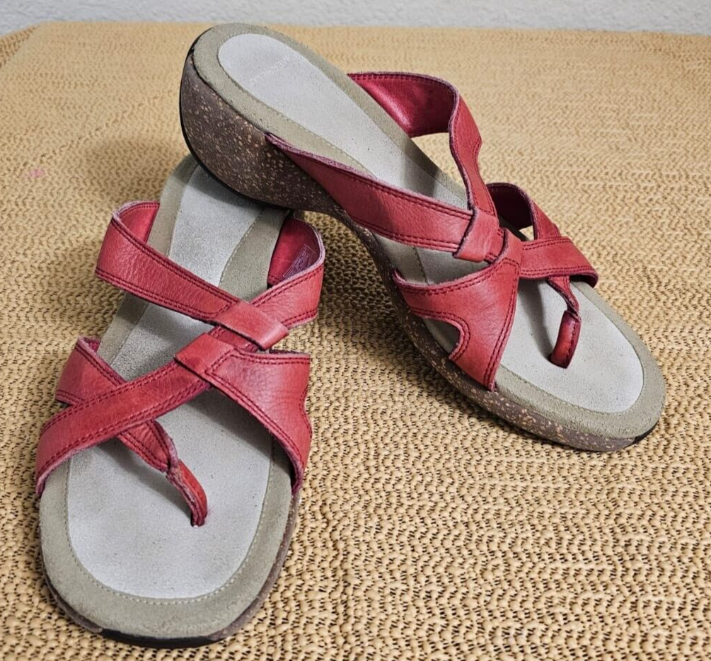 Sandali MERRELL Alyssum Earth donna taglia 9 rossi infradito zeppa molto puliti