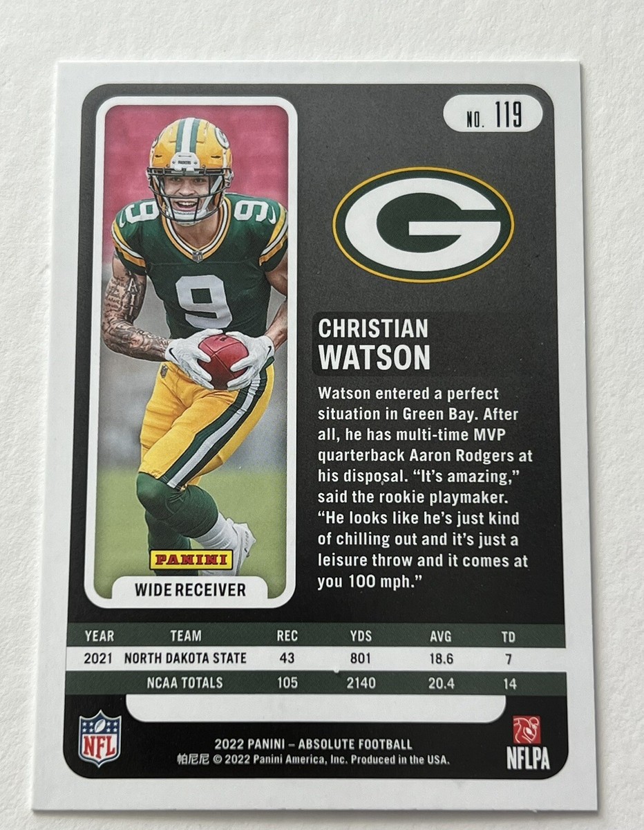 2022 Panini Absolute Football - Christian Watson Rookie Silver RC