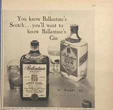 Ballentine's Scotch Whisky Scotland Gin England Vintage Print Ad 1958