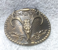 Gold Texas Longhorns Large Oval Belt Buckle Rope Edge Engraved Great Vintage