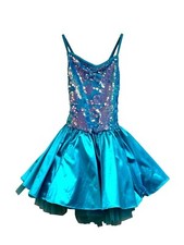 Weissman Sequin Blue Dress Adjustable Straps  Tulle Skirt Girls IC 7/8 8524