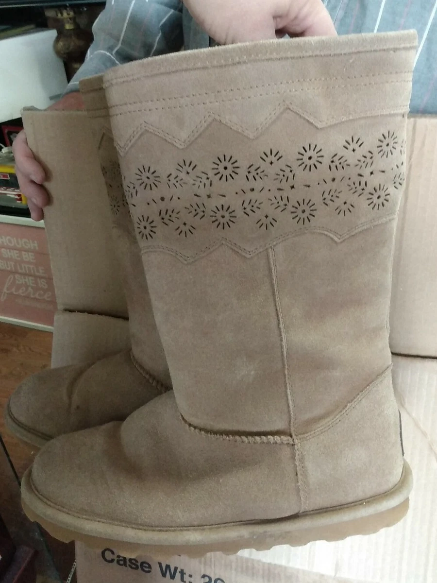 BEARPAW FUR WOOL LINED BROWN DESIGN BOOTS SIZE 11
