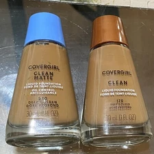 2 Covergirl Clean & Clean Matte Liquid Foundation #570 #170 Deep Golden New
