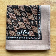 HANDKERCHIEF VINTAGE MEN'S BROWN GEOMETRIC PLAIN POCKET SQUARE COTTON 17" A-0776