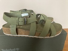 Image of Timberland Malibu Waves Ankle Strap Sandals Size UK 6 Olive Nubuck BNIB