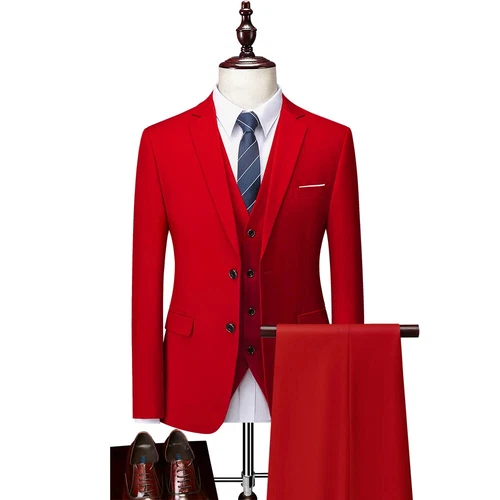 ( Sakko + Weste + Hose ) Boutique Herren Anzug 3-teiliges Set Bräutigam Brautkleid - Bild 5 von 52