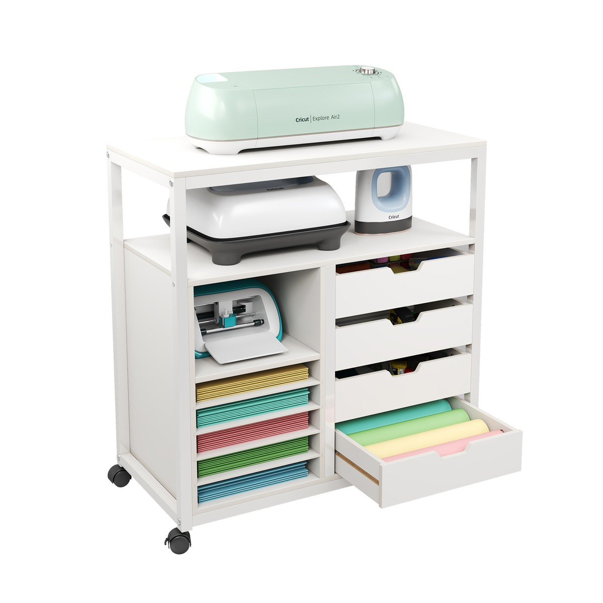 Rolling Craft Organization Storage Cabinet Vinyl Roll Holder For