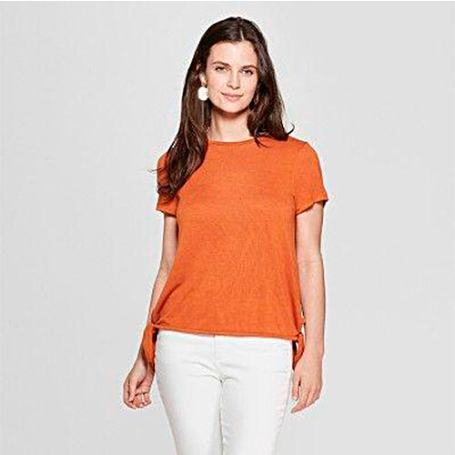 Universal Thread Spice Orange Basic Side Tie Tee … - image 1