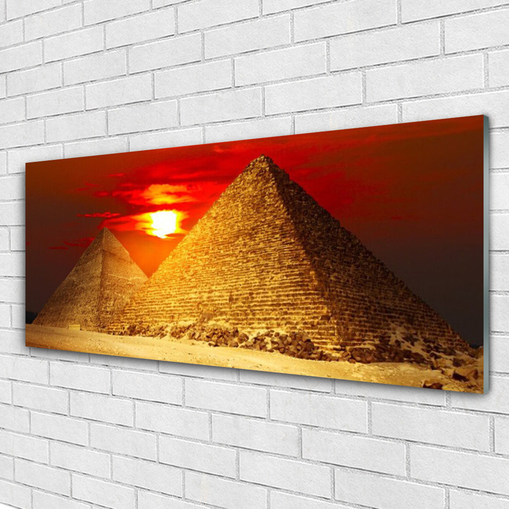 Image des Pyramides sur verre acrylique 125x50 cm pour inviter au voyage