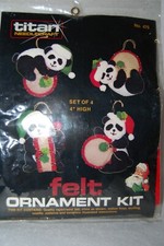 1985 Titan Needlecraft Sequin Felt Ornament Kit  45 PANDA BEARS NIP