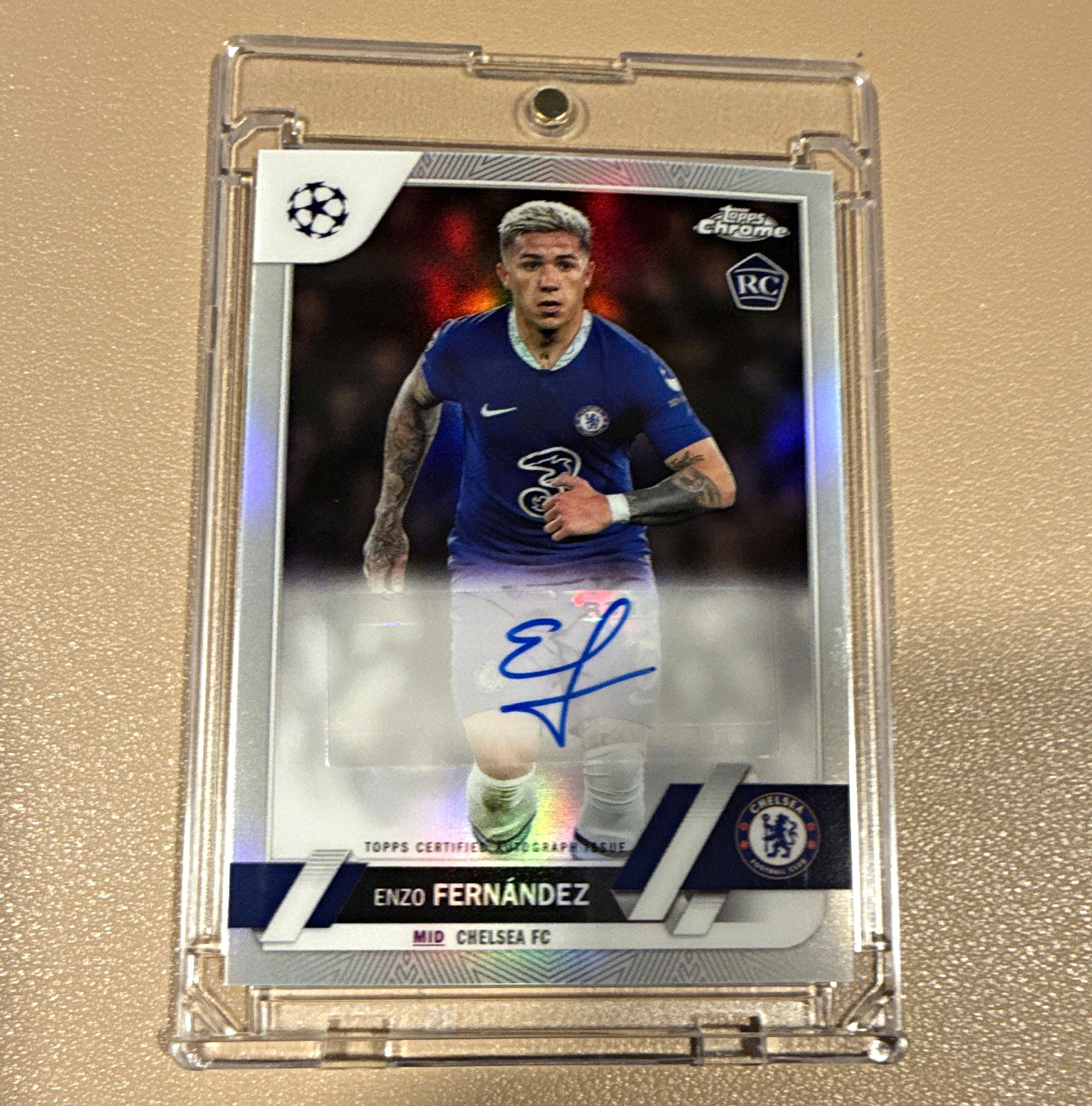 Topps 2022-23 Chrome UEFA Club Enzo Fernández Chelsea FC RC Auto #CA-EF