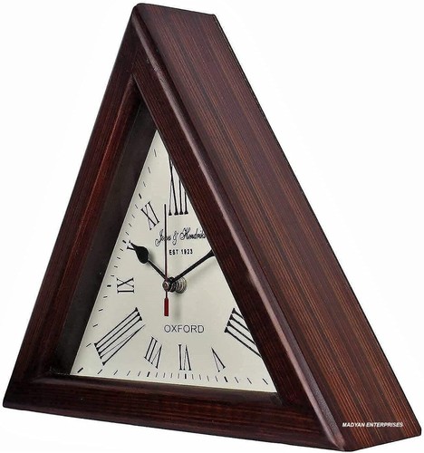 Triangle Wooden Clock 12 inches Roman Wooden Triangle Wall Clock Wall Decorative - Picture 2 of 8