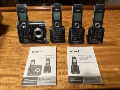 VTech DS6421-3 Cordless Telephone Black 4 Handsets Bluetooth HD Audio DECT 6.0