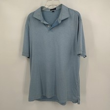 Peter Millar Crown Crafted Mens XL Blue Striped Performance Golf Polo Preppy