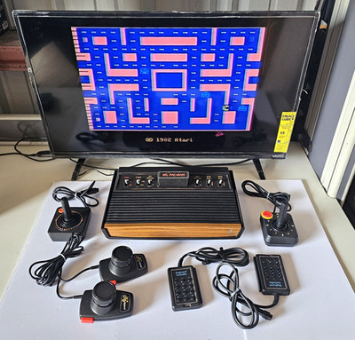 Atari 2600 CX-2600 Console Lot w/ 6 Controllers & 25 Games