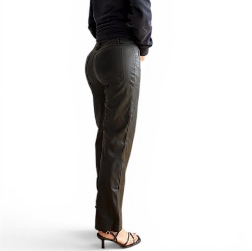 Topshop Black Vegan Leather Women’s Pants Minimalist Tailored Look Size 8