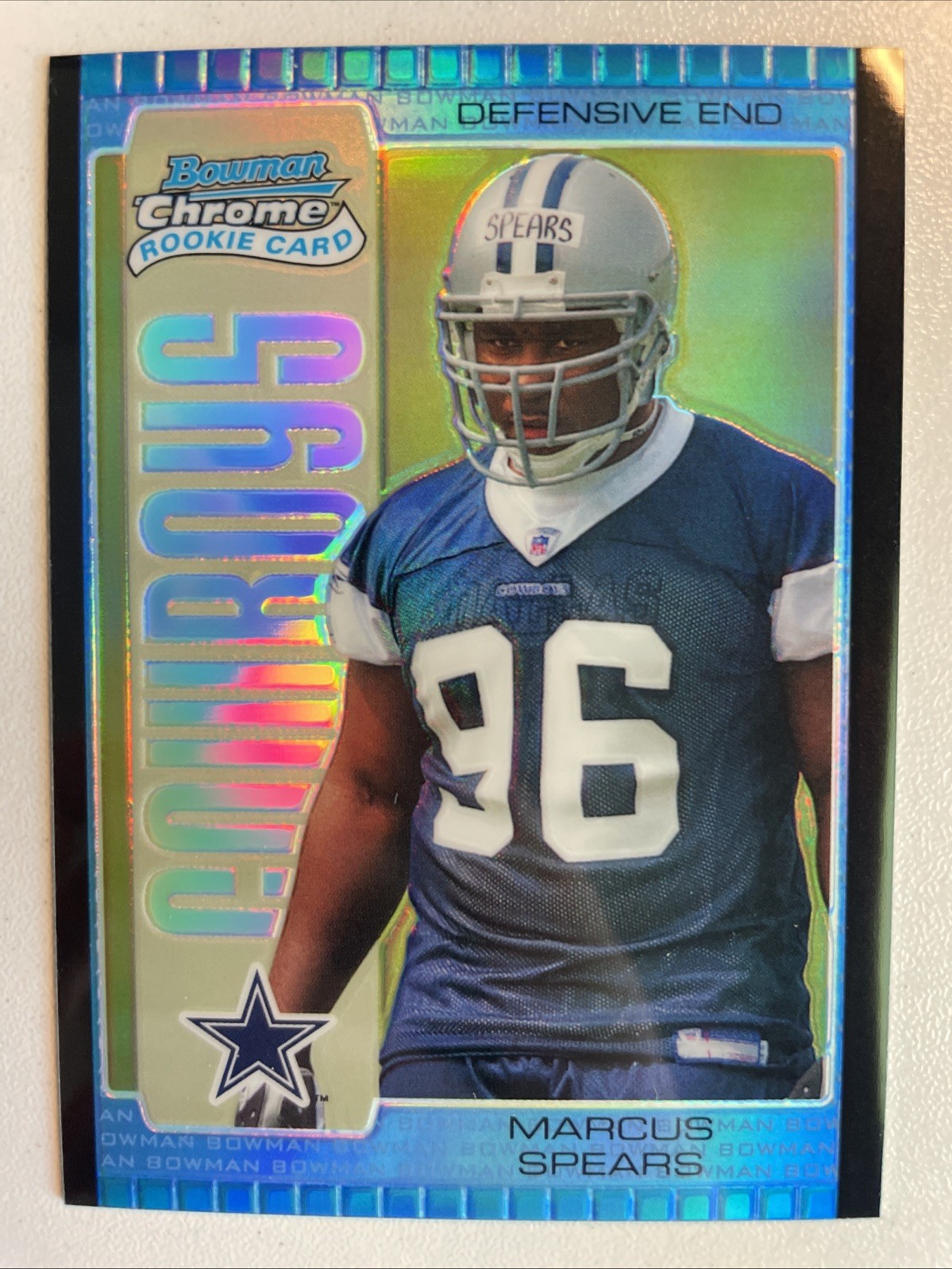 Marcus Spears Bowman Chrome #120 Blue Refractor