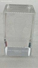 John Fitzgerald Kennedy 3D Laser Etched Crystal Paperweight 1917-1963 Memorial