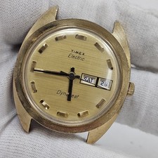 VINTAGE TIMEX ELECTRIC DYNABEAT DAY/DATE WRIST RETRO GOLD TONE PARTS/REPAIR