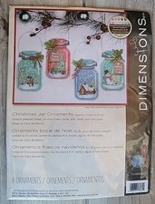 Dimensions Counted Cross Stitch Kit Christmas Mason Jar Ornaments Holiday Craft