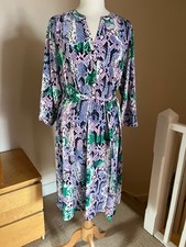 Dannii Minogue Dress New Sz 2XL Petite Midi Belted V-Neck Colourful Animal Print