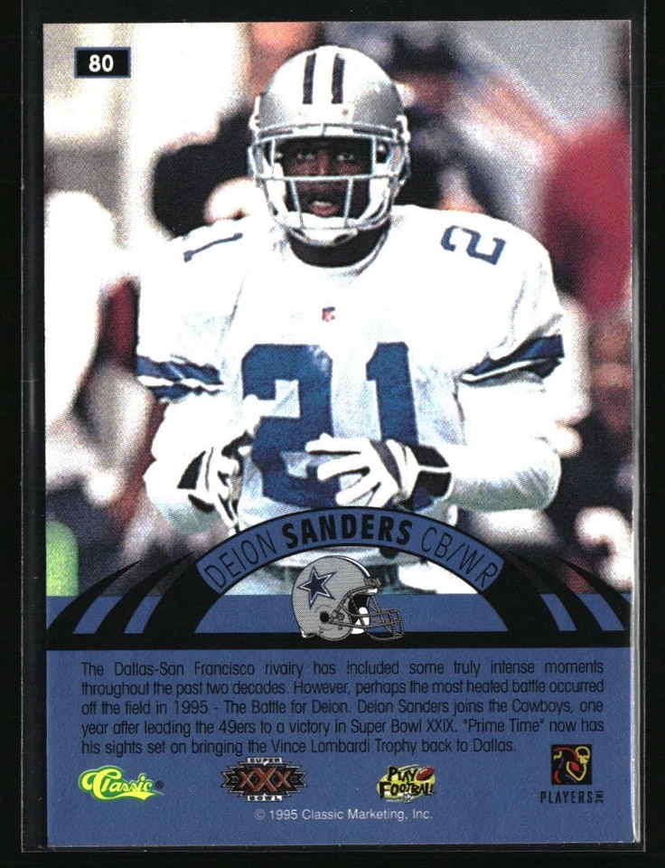 1996 Classic NFL Experience #80 Deion Sanders - Image 2 of 2
