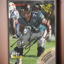 Tony Boselli signed 1996 Fleer rookie card rc Jacksonville Jaguars autograph