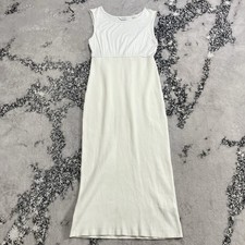 Seraphine Maternity Midi Dress Women’s Size US 8 White Sleeveless Ribbed Stretch