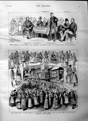 Alter antiker Druck 1884 Bauernfest Royal Albert Hall Piccadilly Lord 19.