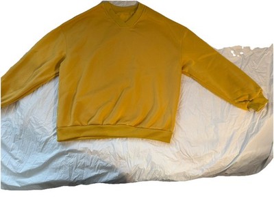 Vintage 90s Champion Logo Reverse Weave Blank Yellow Sweatshirt - Size Medium M