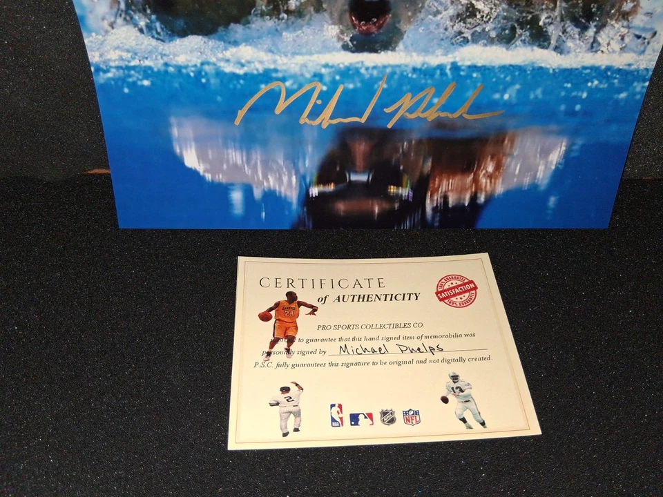 Foto autografiada 8x10 Michael Phelps USA 23 veces medallista de oro nadador con certificado de autenticidad Foto 2 de 2
