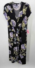 Pre-Owned WHBM Black Size Medium Floral Shift Maxi Short Sleeve Dress
