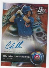 Christopher Paciolla 2023 Bowman Platinum Auto Orange TOP Card. # TOP-83, #13/25