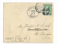 1889 Portland, Oregon Canceled Cover to San Francisco, CA