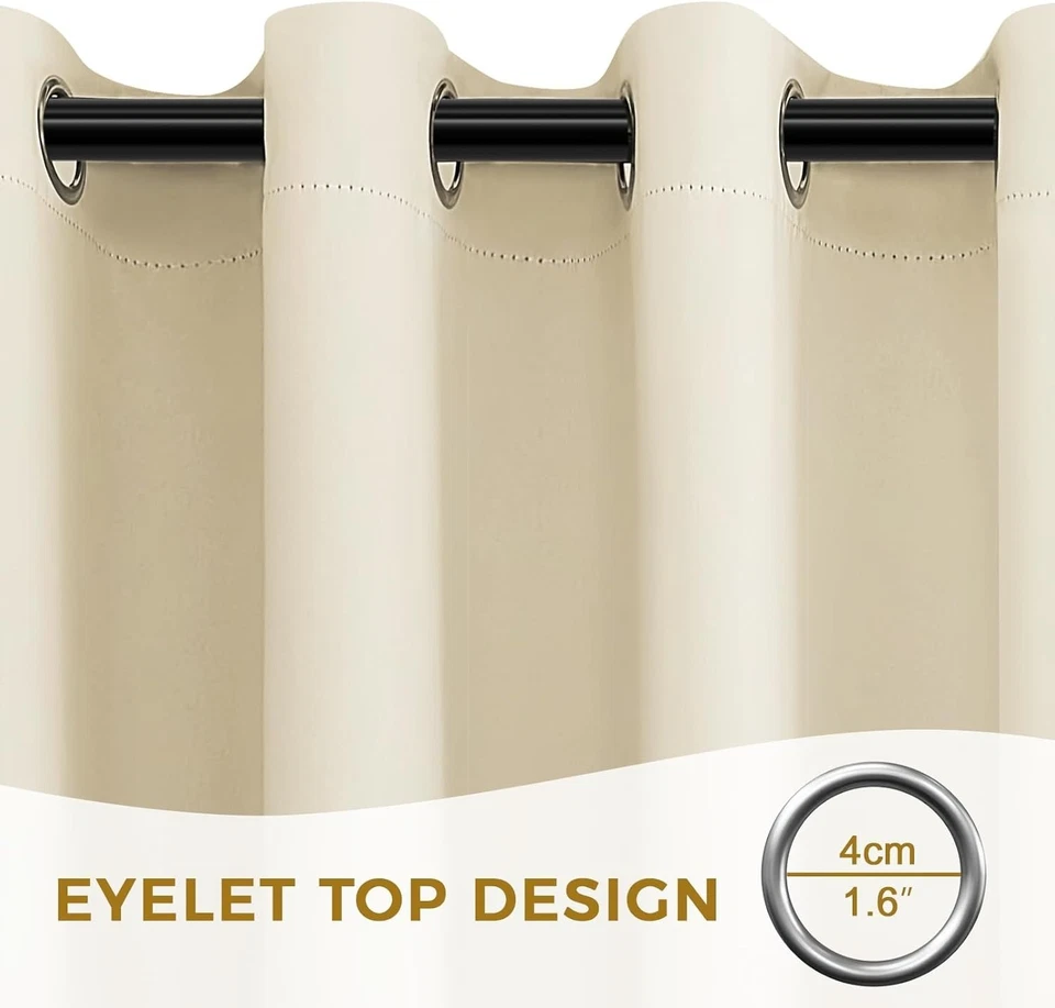 Rideau Occultant Thermiques 140x240 cm Beige Isolant Anti Froid Chaleur pour Sal - Photo 2/4