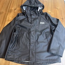 Helly Hansen Junior Moss Waterproof PU Rain Jacket Black Size 140 / Age 10