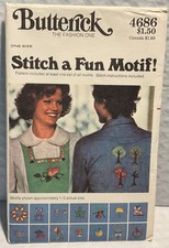 UNCUT Vintage 1970s Butterick 4686 Embroidery Transfer Pattern 14 Motifs Craft
