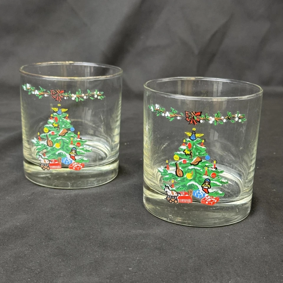 Juego de 2 Vintage Holiday 8 Oz. Gafas dobles antiguas de Montgomery Ward Foto 3 de 4