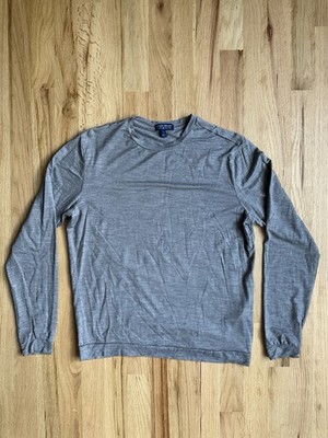Peter Millar Crown Crafted Merino Wool Cashmere Long Sleeve Mens S Gray Crewneck
