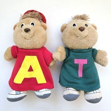 Vintage 1987 ALVING  THE CHIPMUNKS Plush Toys Dolls Set of 2 with Theordore