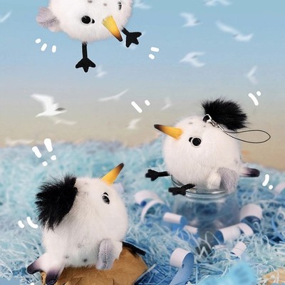 Popgreen Chinese Crested Tern Bird Sound Plush Keychain