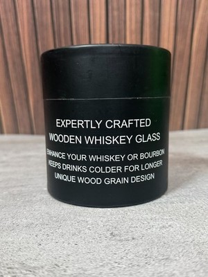 Wooden Whiskey Glass Black Wood Grain Keeps Drinks Colder Bourbon Tumbler New