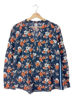 EMILY VAN DEN BERGH Schlupf-Bluse Damen Bluse Gr. DE 42 blau-hellorange